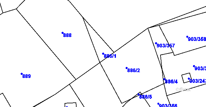 Parcela st. 886/1 v KÚ Staré Pavlovice, Katastrální mapa