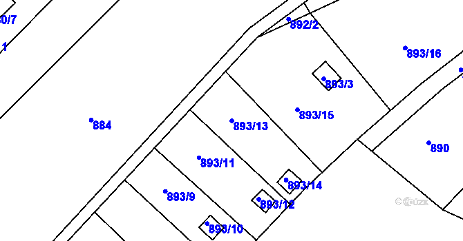 Parcela st. 893/13 v KÚ Staré Pavlovice, Katastrální mapa