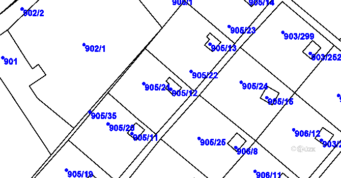 Parcela st. 905/12 v KÚ Staré Pavlovice, Katastrální mapa