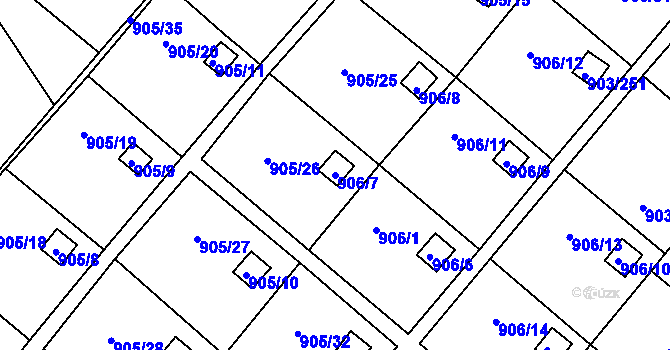 Parcela st. 906/7 v KÚ Staré Pavlovice, Katastrální mapa