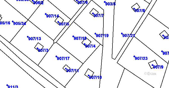 Parcela st. 907/4 v KÚ Staré Pavlovice, Katastrální mapa