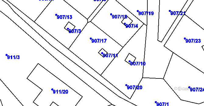 Parcela st. 907/11 v KÚ Staré Pavlovice, Katastrální mapa