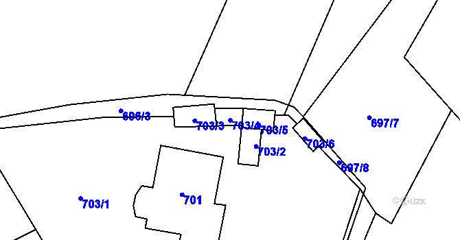 Parcela st. 703/4 v KÚ Staré Pavlovice, Katastrální mapa