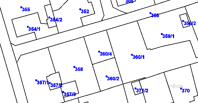 Parcela st. 360/4 v KÚ Staré Pavlovice, Katastrální mapa
