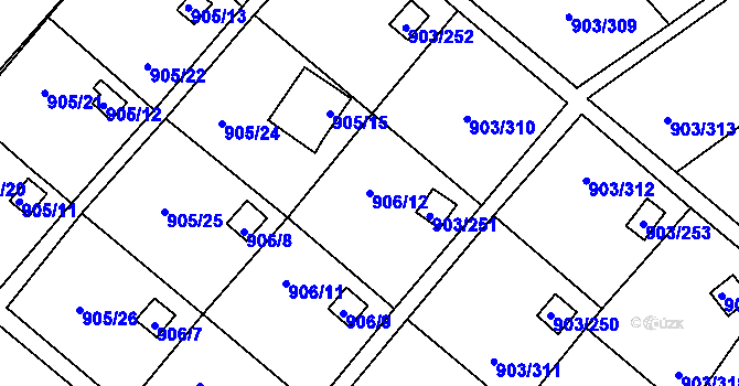 Parcela st. 906/12 v KÚ Staré Pavlovice, Katastrální mapa