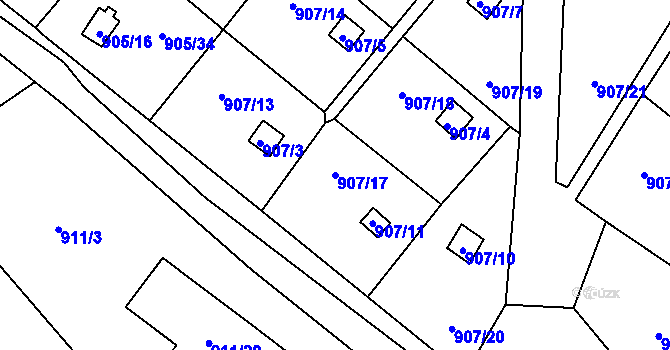 Parcela st. 907/17 v KÚ Staré Pavlovice, Katastrální mapa