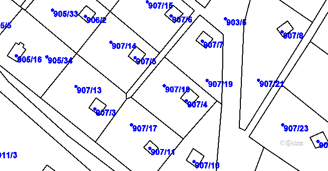 Parcela st. 907/18 v KÚ Staré Pavlovice, Katastrální mapa
