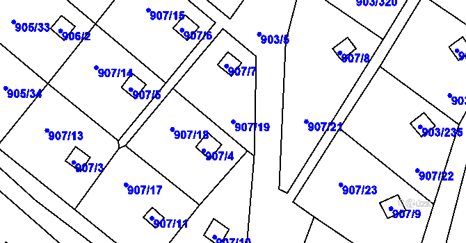 Parcela st. 907/19 v KÚ Staré Pavlovice, Katastrální mapa