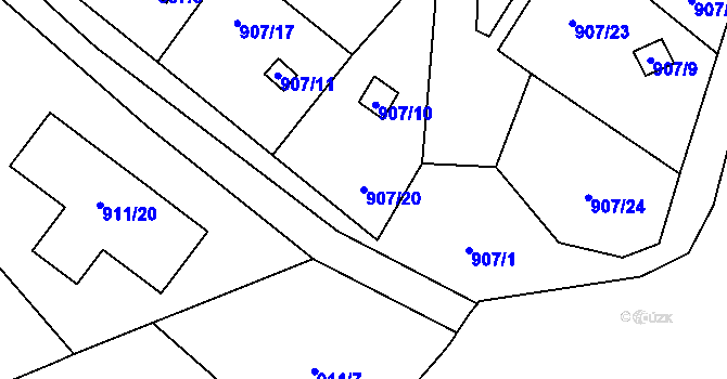 Parcela st. 907/20 v KÚ Staré Pavlovice, Katastrální mapa