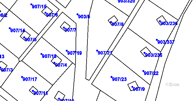 Parcela st. 907/21 v KÚ Staré Pavlovice, Katastrální mapa