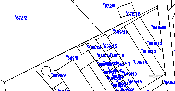 Parcela st. 669/35 v KÚ Staré Pavlovice, Katastrální mapa