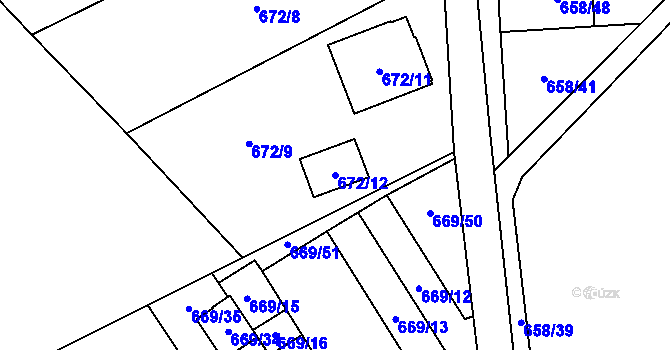 Parcela st. 672/12 v KÚ Staré Pavlovice, Katastrální mapa
