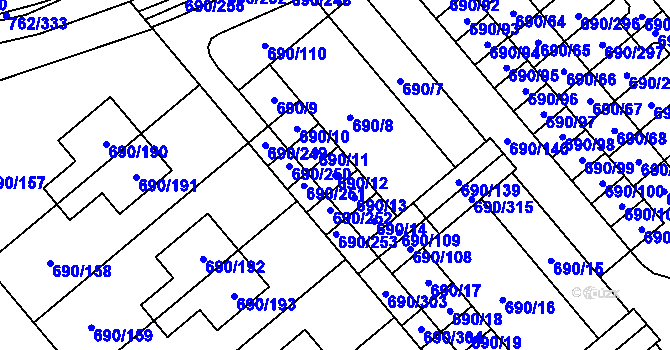 Parcela st. 690/12 v KÚ Staré Pavlovice, Katastrální mapa