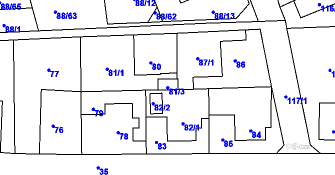Parcela st. 81/3 v KÚ Staré Pavlovice, Katastrální mapa