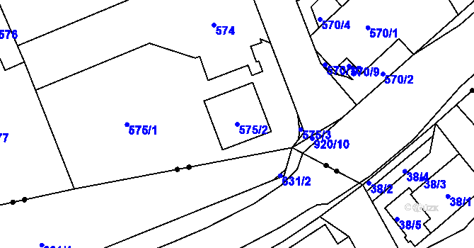 Parcela st. 575/2 v KÚ Staré Pavlovice, Katastrální mapa