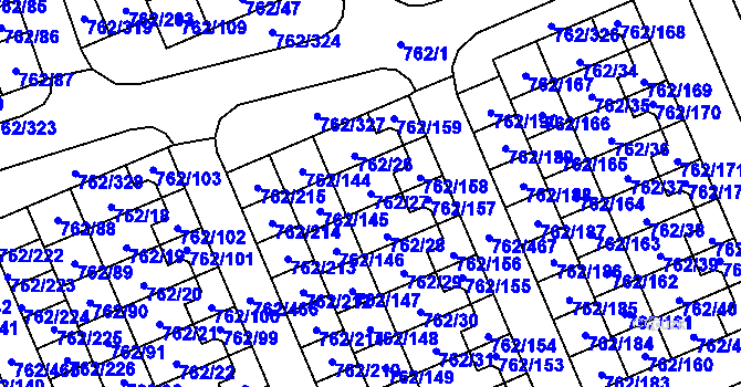 Parcela st. 762/27 v KÚ Staré Pavlovice, Katastrální mapa