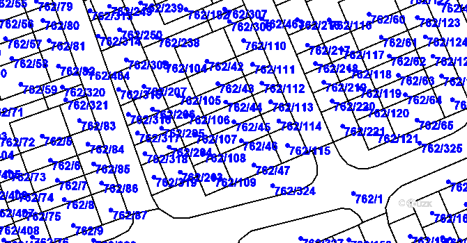 Parcela st. 762/45 v KÚ Staré Pavlovice, Katastrální mapa