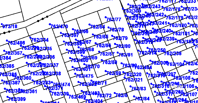 Parcela st. 762/57 v KÚ Staré Pavlovice, Katastrální mapa