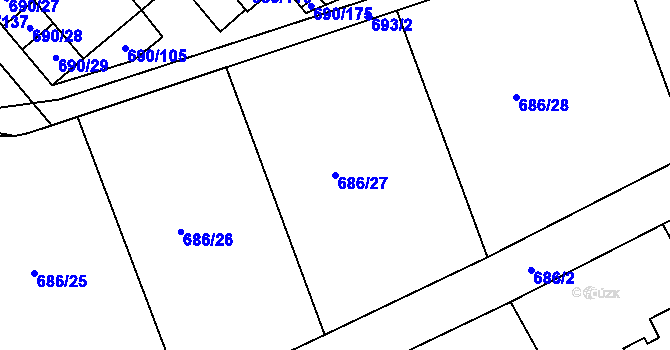 Parcela st. 686/27 v KÚ Staré Pavlovice, Katastrální mapa