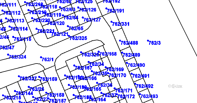 Parcela st. 762/168 v KÚ Staré Pavlovice, Katastrální mapa