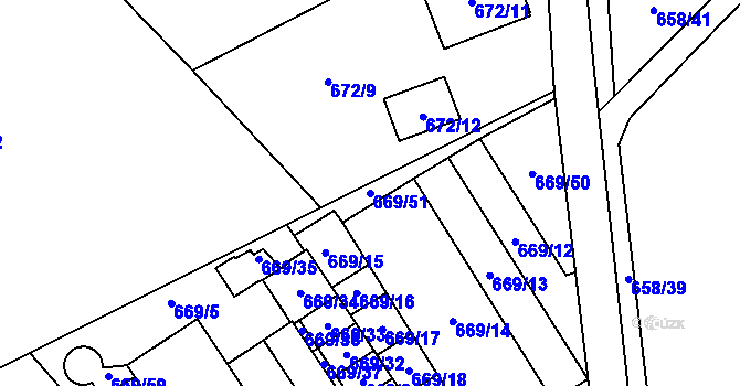Parcela st. 669/51 v KÚ Staré Pavlovice, Katastrální mapa