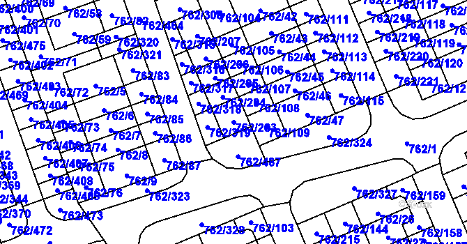 Parcela st. 762/203 v KÚ Staré Pavlovice, Katastrální mapa