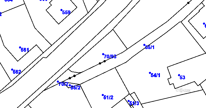 Parcela st. 70/93 v KÚ Staré Pavlovice, Katastrální mapa
