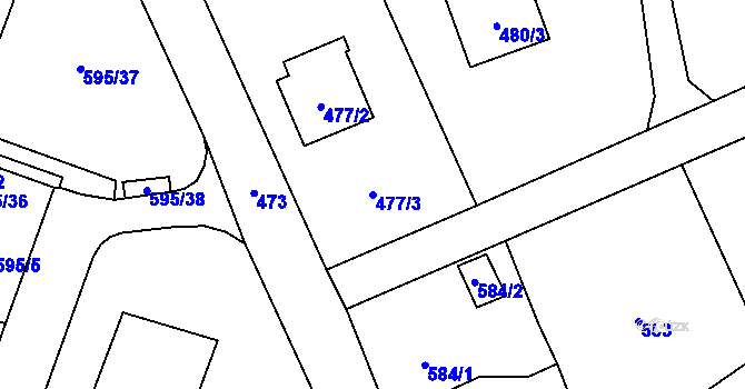 Parcela st. 477/3 v KÚ Staré Pavlovice, Katastrální mapa