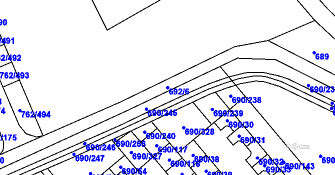 Parcela st. 692/6 v KÚ Staré Pavlovice, Katastrální mapa
