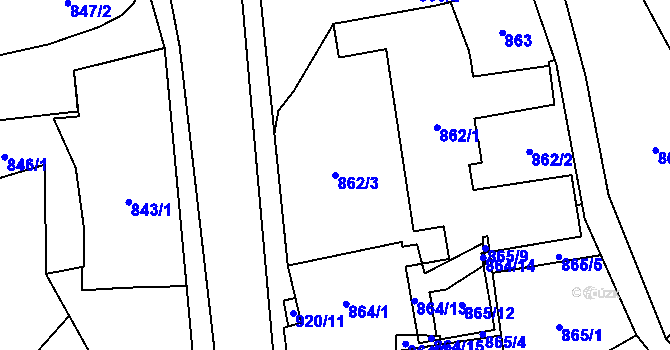 Parcela st. 862/3 v KÚ Staré Pavlovice, Katastrální mapa