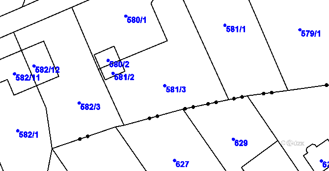 Parcela st. 581/3 v KÚ Staré Pavlovice, Katastrální mapa
