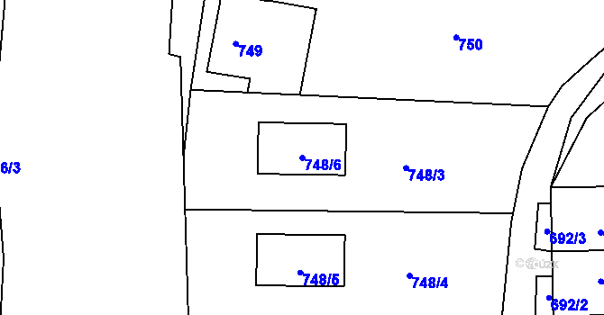 Parcela st. 748/6 v KÚ Staré Pavlovice, Katastrální mapa