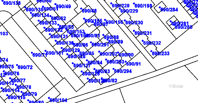 Parcela st. 690/292 v KÚ Staré Pavlovice, Katastrální mapa