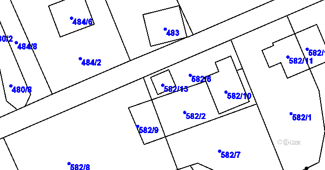 Parcela st. 582/13 v KÚ Staré Pavlovice, Katastrální mapa