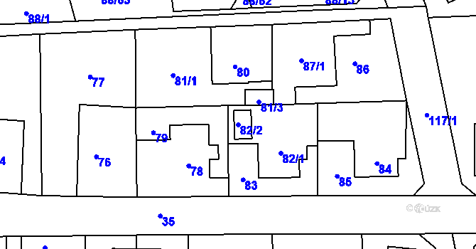 Parcela st. 82/2 v KÚ Staré Pavlovice, Katastrální mapa