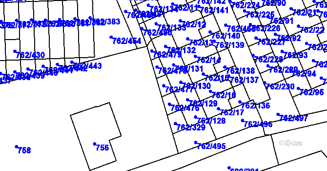 Parcela st. 762/477 v KÚ Staré Pavlovice, Katastrální mapa