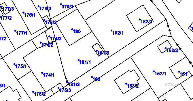 Parcela st. 181/3 v KÚ Staré Pavlovice, Katastrální mapa