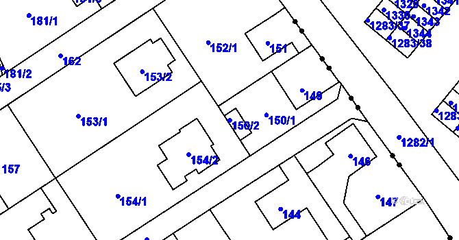 Parcela st. 150/2 v KÚ Staré Pavlovice, Katastrální mapa