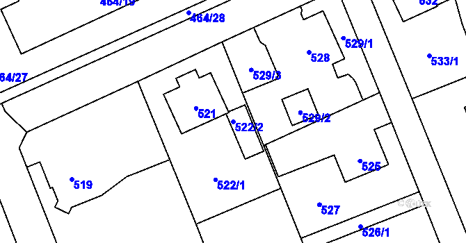 Parcela st. 522/2 v KÚ Staré Pavlovice, Katastrální mapa