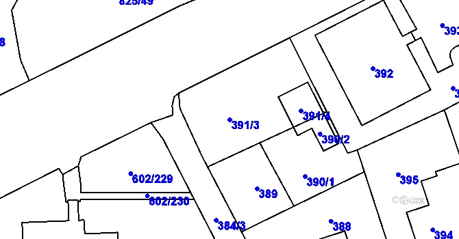 Parcela st. 391/3 v KÚ Staré Pavlovice, Katastrální mapa