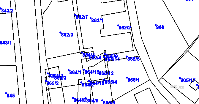 Parcela st. 862/8 v KÚ Staré Pavlovice, Katastrální mapa