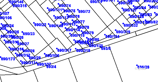 Parcela st. 690/331 v KÚ Staré Pavlovice, Katastrální mapa