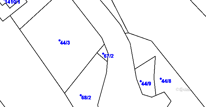 Parcela st. 67/2 v KÚ Růžodol I, Katastrální mapa
