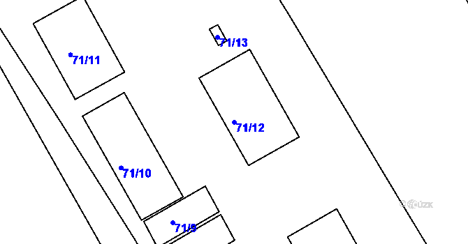 Parcela st. 71/12 v KÚ Růžodol I, Katastrální mapa