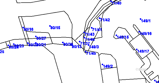 Parcela st. 71/37 v KÚ Růžodol I, Katastrální mapa
