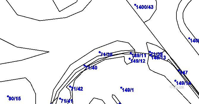 Parcela st. 71/38 v KÚ Růžodol I, Katastrální mapa
