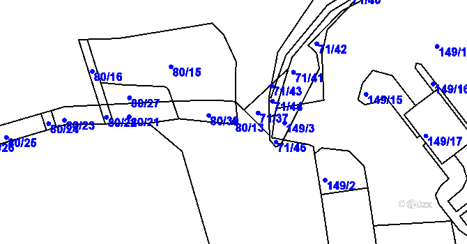 Parcela st. 80/13 v KÚ Růžodol I, Katastrální mapa