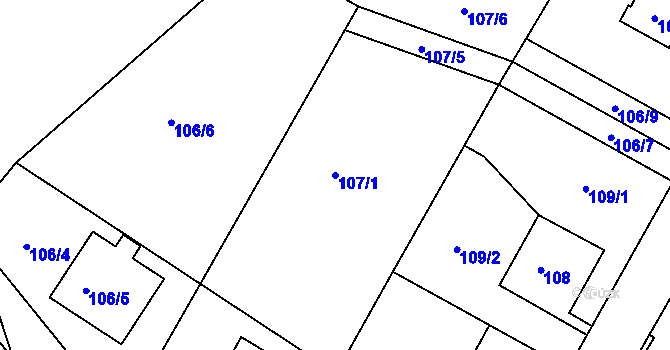 Parcela st. 107/1 v KÚ Růžodol I, Katastrální mapa
