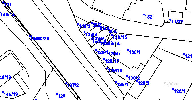 Parcela st. 129/1 v KÚ Růžodol I, Katastrální mapa