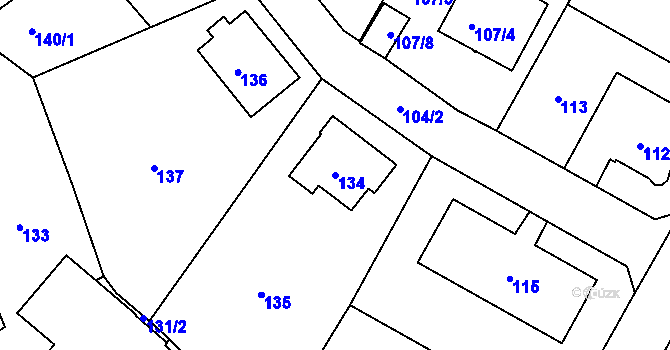 Parcela st. 134 v KÚ Růžodol I, Katastrální mapa
